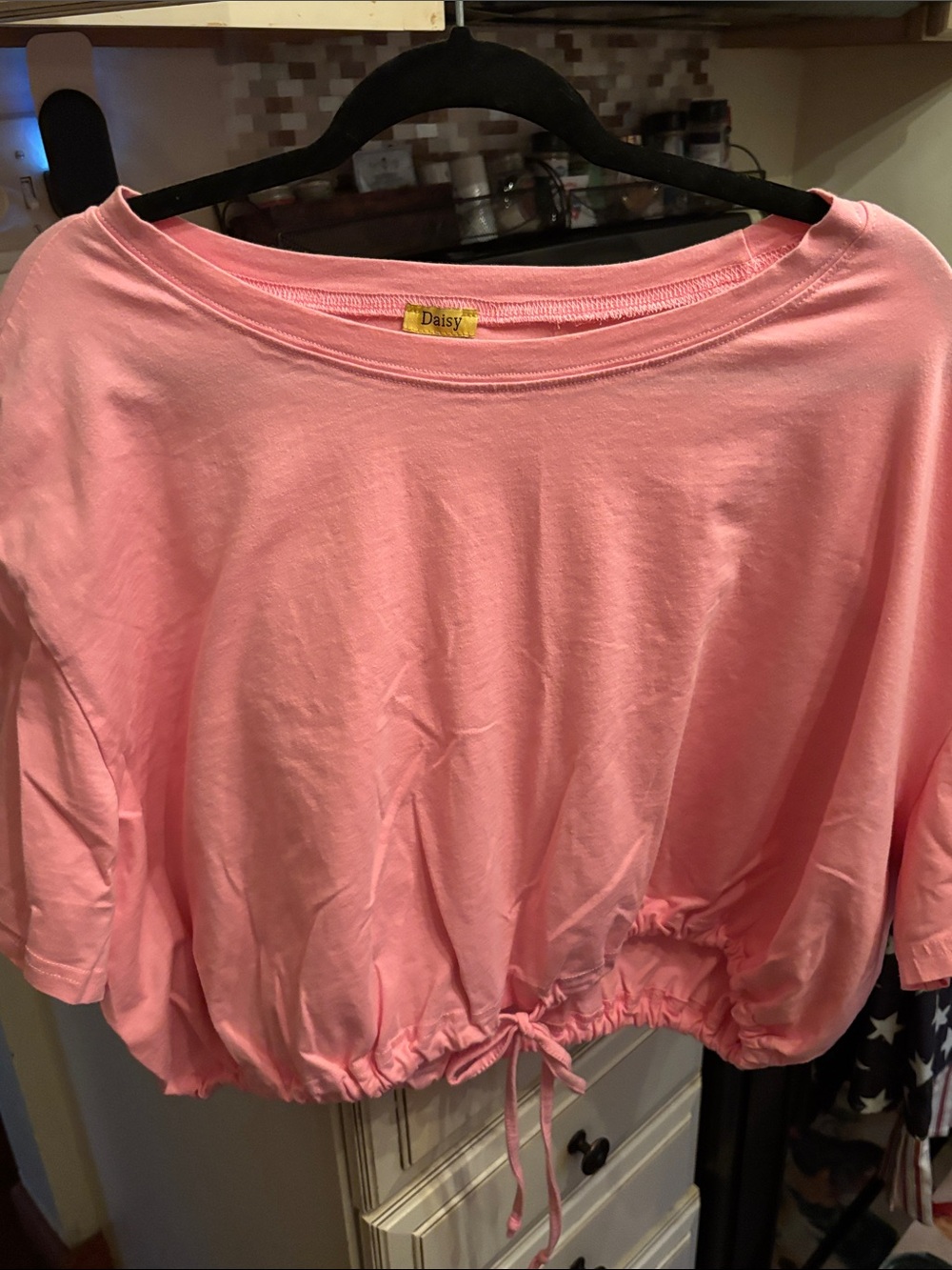 3x Pink Drawstring Hem Crop Top
